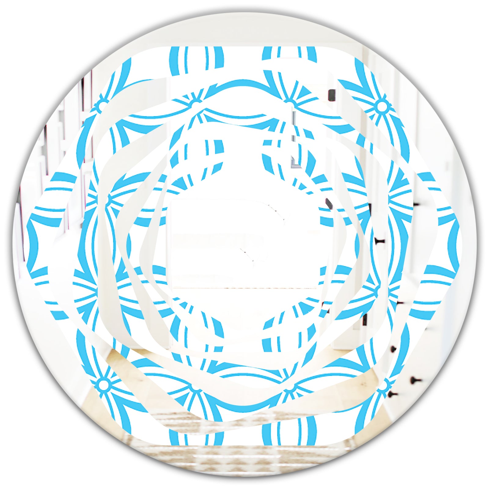 Retro Pattern Abstract Design II - Modern Round or Oval Wall Mirror - Whirl