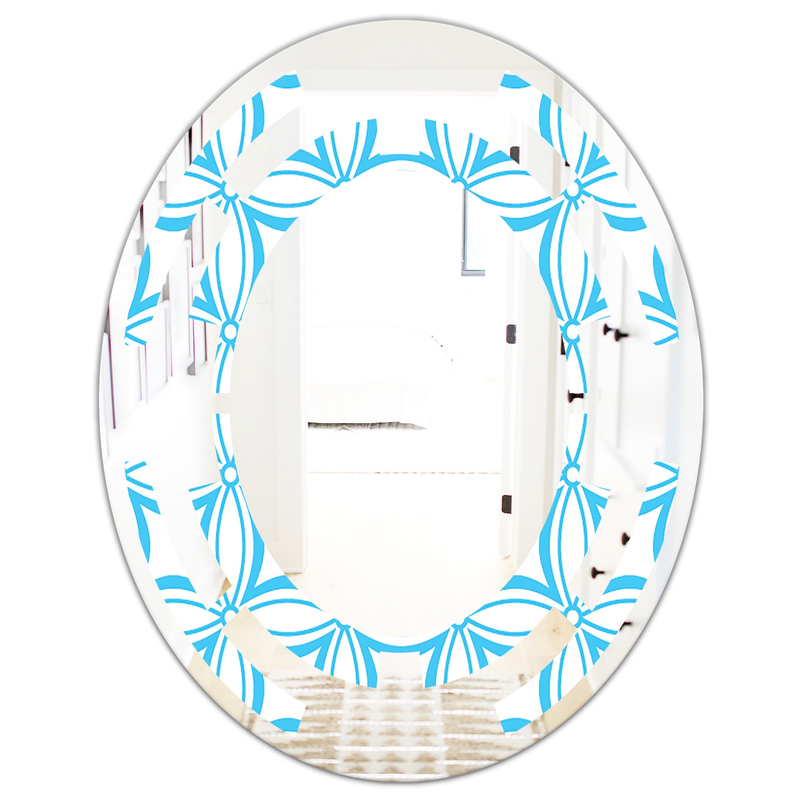 Retro Pattern Abstract Design II - Modern Round or Oval Wall Mirror - Space