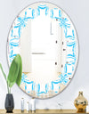 Retro Pattern Abstract Design II - Modern Round or Oval Wall Mirror - Leaves