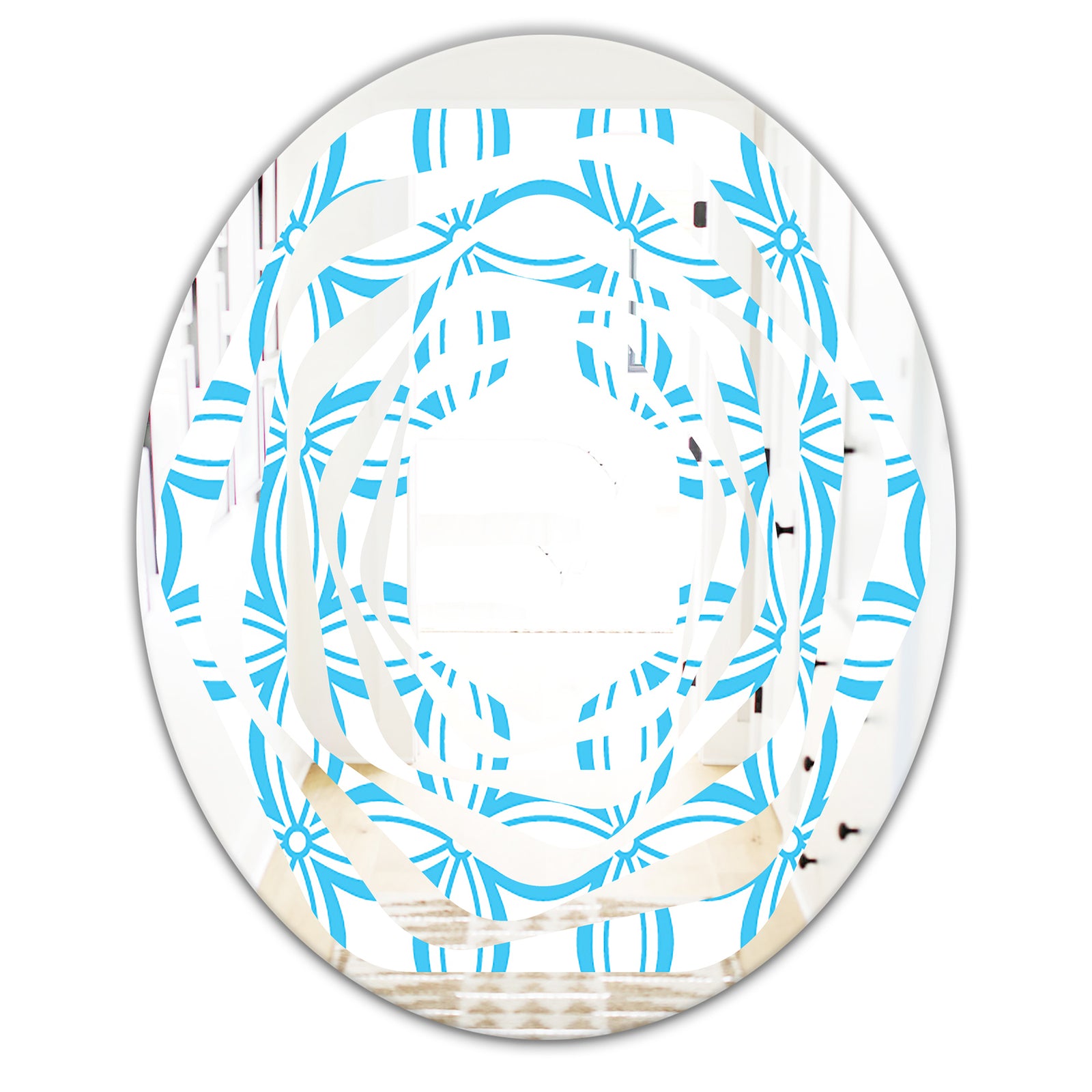 Retro Pattern Abstract Design II - Modern Round or Oval Wall Mirror - Whirl