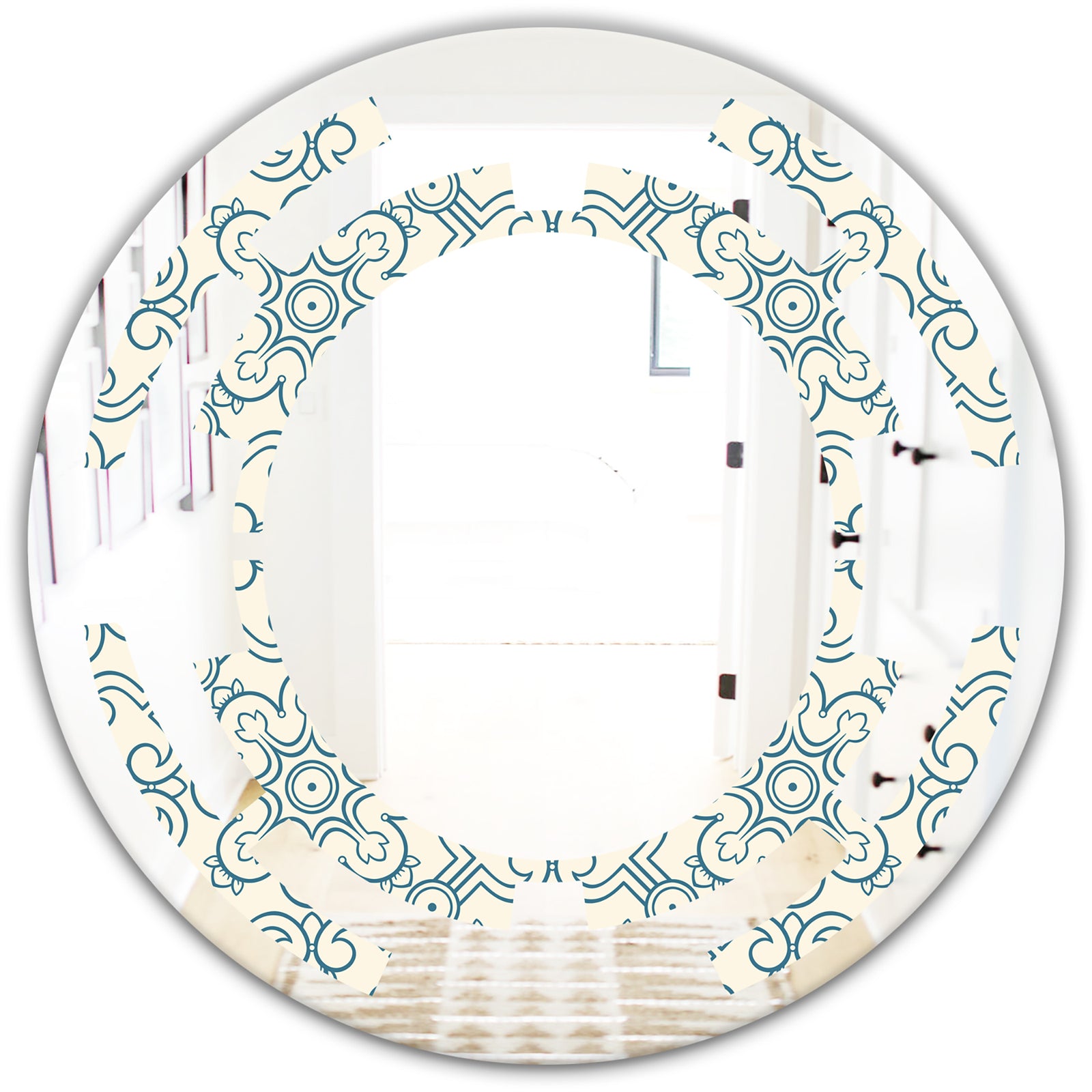 Floral Retro Pattern IV - Modern Round or Oval Wall Mirror - Space