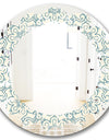 Floral Retro Pattern IV - Modern Round or Oval Wall Mirror - Leaves