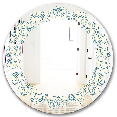 Floral Retro Pattern IV - Modern Round or Oval Wall Mirror - Leaves