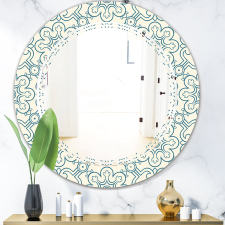 Floral Retro Pattern IV - Modern Round or Oval Wall Mirror - Triple C