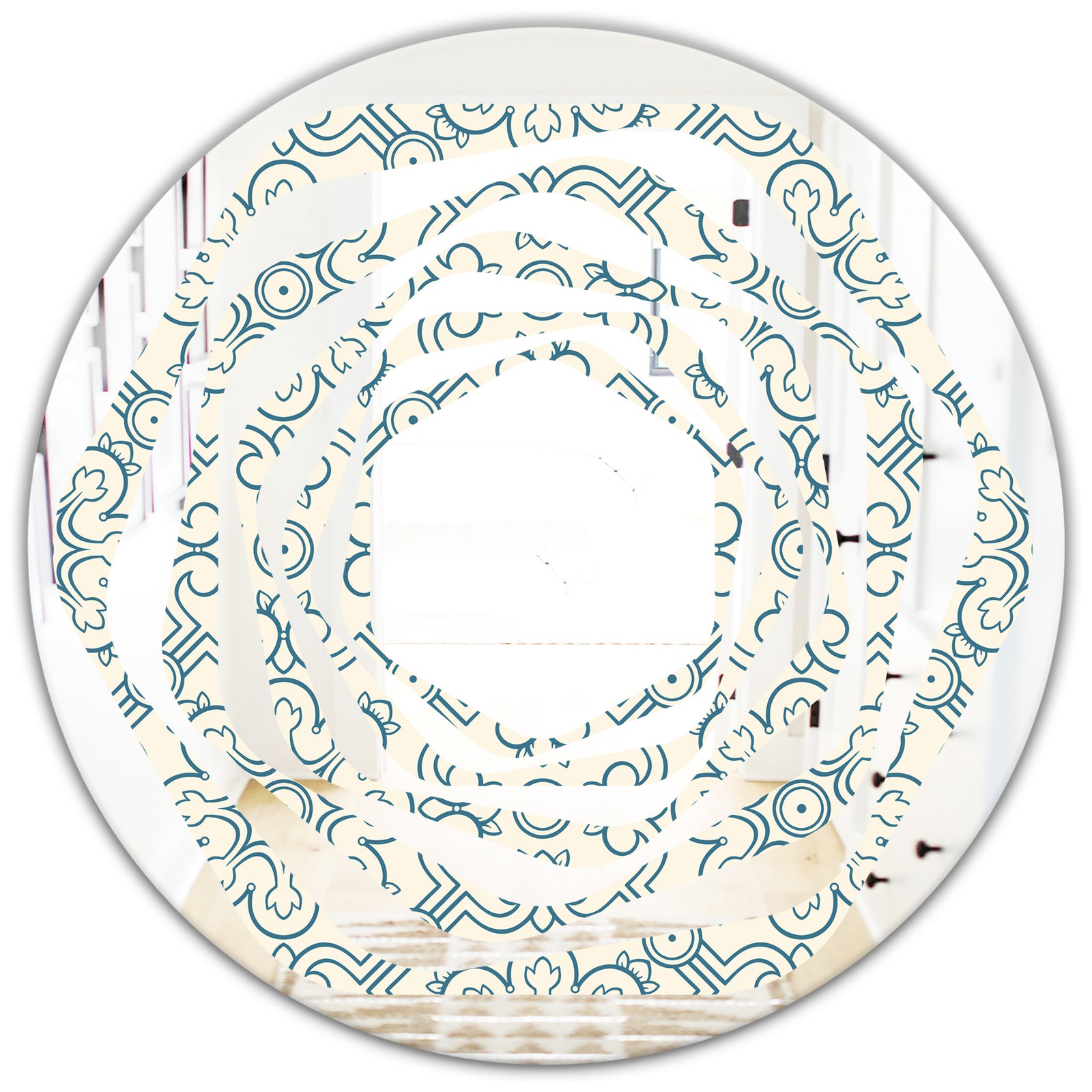 Floral Retro Pattern IV - Modern Round or Oval Wall Mirror - Whirl