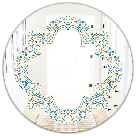 Floral Retro Pattern IV - Modern Round or Oval Wall Mirror - Quatrefoil