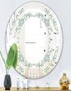 Floral Retro Pattern IV - Modern Round or Oval Wall Mirror - Space