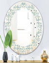 Floral Retro Pattern IV - Modern Round or Oval Wall Mirror - Leaves