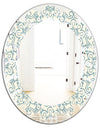 Floral Retro Pattern IV - Modern Round or Oval Wall Mirror - Leaves