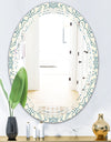 Floral Retro Pattern IV - Modern Round or Oval Wall Mirror - Triple C