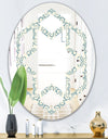 Floral Retro Pattern IV - Modern Round or Oval Wall Mirror - Hexagon Star