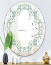 Floral Retro Pattern IV - Modern Round or Oval Wall Mirror - Quatrefoil