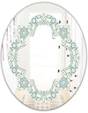 Floral Retro Pattern IV - Modern Round or Oval Wall Mirror - Quatrefoil