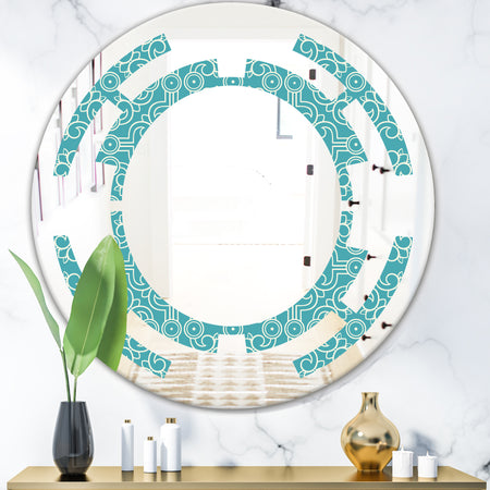 Retro Abstract Pattern Design III - Modern Round or Oval Wall Mirror - Space