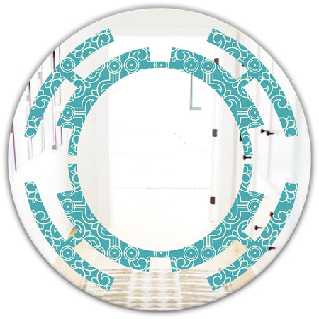 Retro Abstract Pattern Design III - Modern Round or Oval Wall Mirror - Space