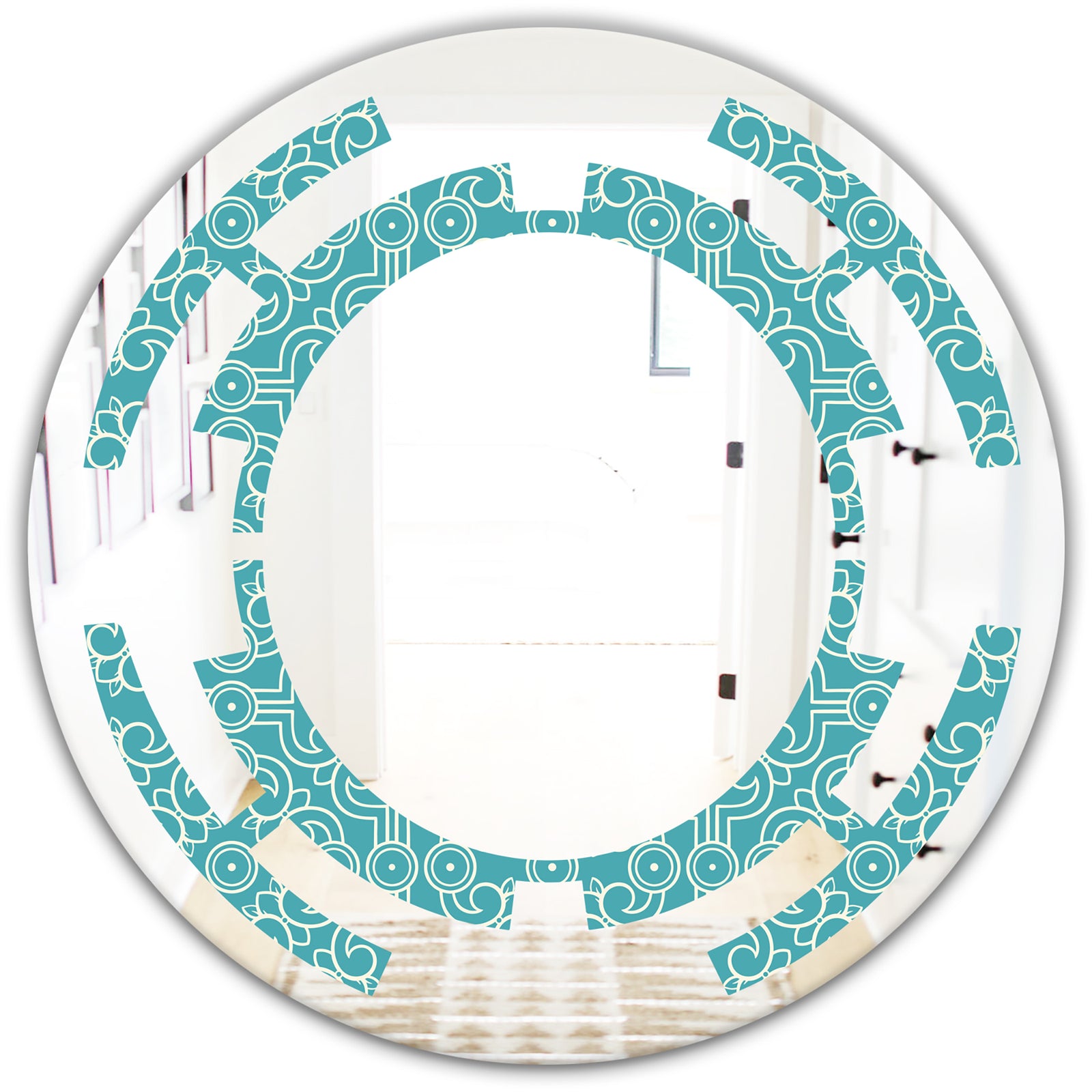 Retro Abstract Pattern Design III - Modern Round or Oval Wall Mirror - Space