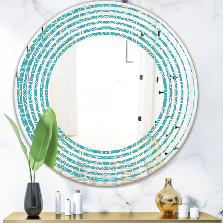 Retro Abstract Pattern Design III - Modern Round or Oval Wall Mirror - Wave