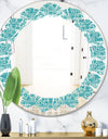 Retro Abstract Pattern Design III - Modern Round or Oval Wall Mirror - Leaves