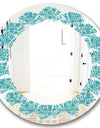Retro Abstract Pattern Design III - Modern Round or Oval Wall Mirror - Leaves