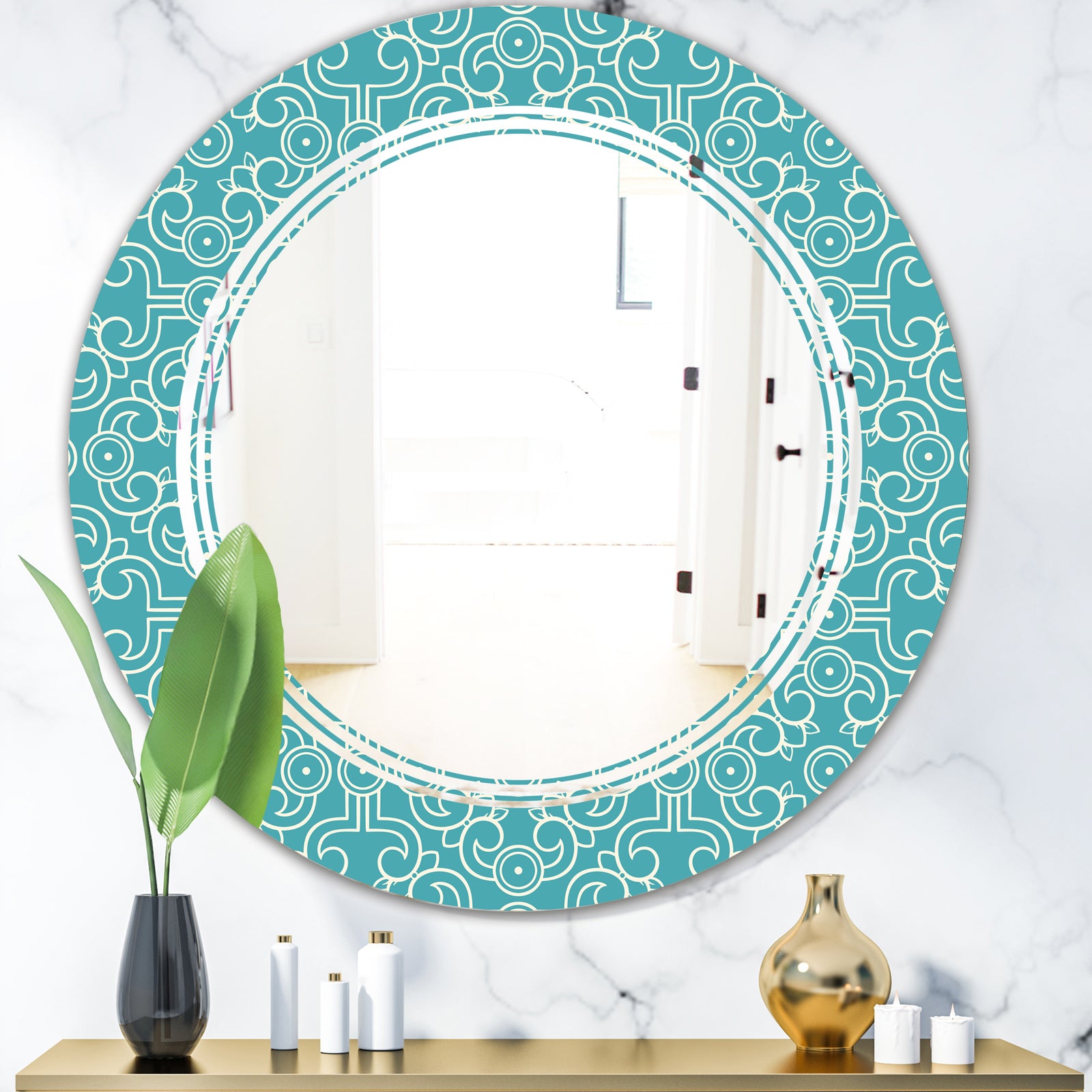 Retro Abstract Pattern Design III - Modern Round or Oval Wall Mirror - Triple C