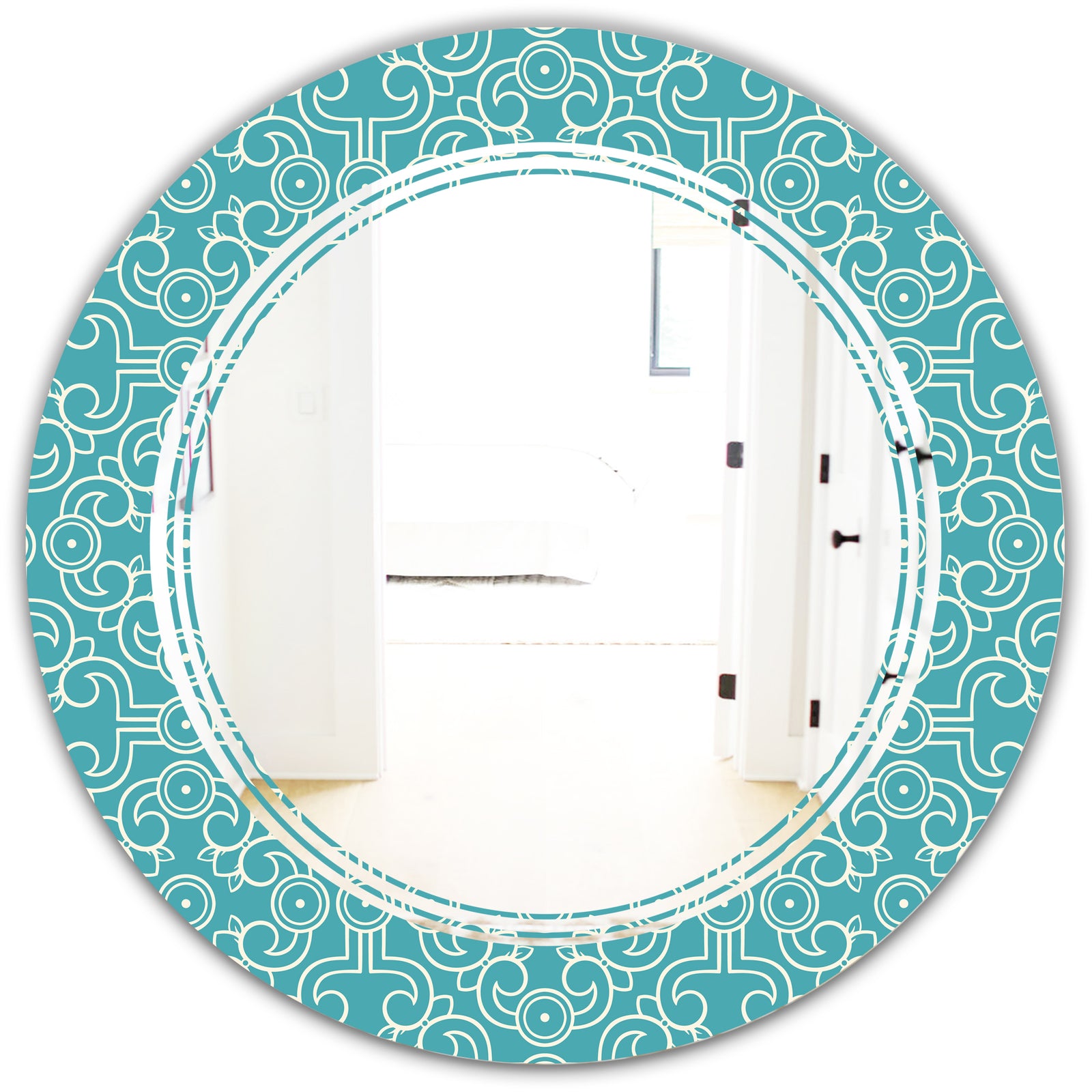 Retro Abstract Pattern Design III - Modern Round or Oval Wall Mirror - Triple C