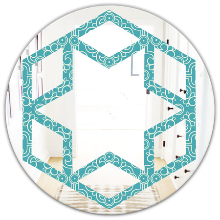 Retro Abstract Pattern Design III - Modern Round or Oval Wall Mirror - Hexagon Star