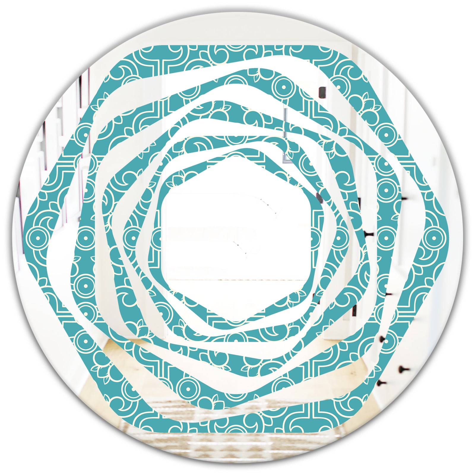 Retro Abstract Pattern Design III - Modern Round or Oval Wall Mirror - Whirl