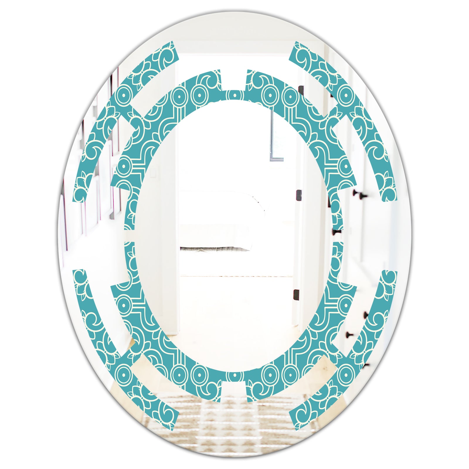 Retro Abstract Pattern Design III - Modern Round or Oval Wall Mirror - Space