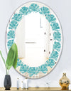 Retro Abstract Pattern Design III - Modern Round or Oval Wall Mirror - Leaves