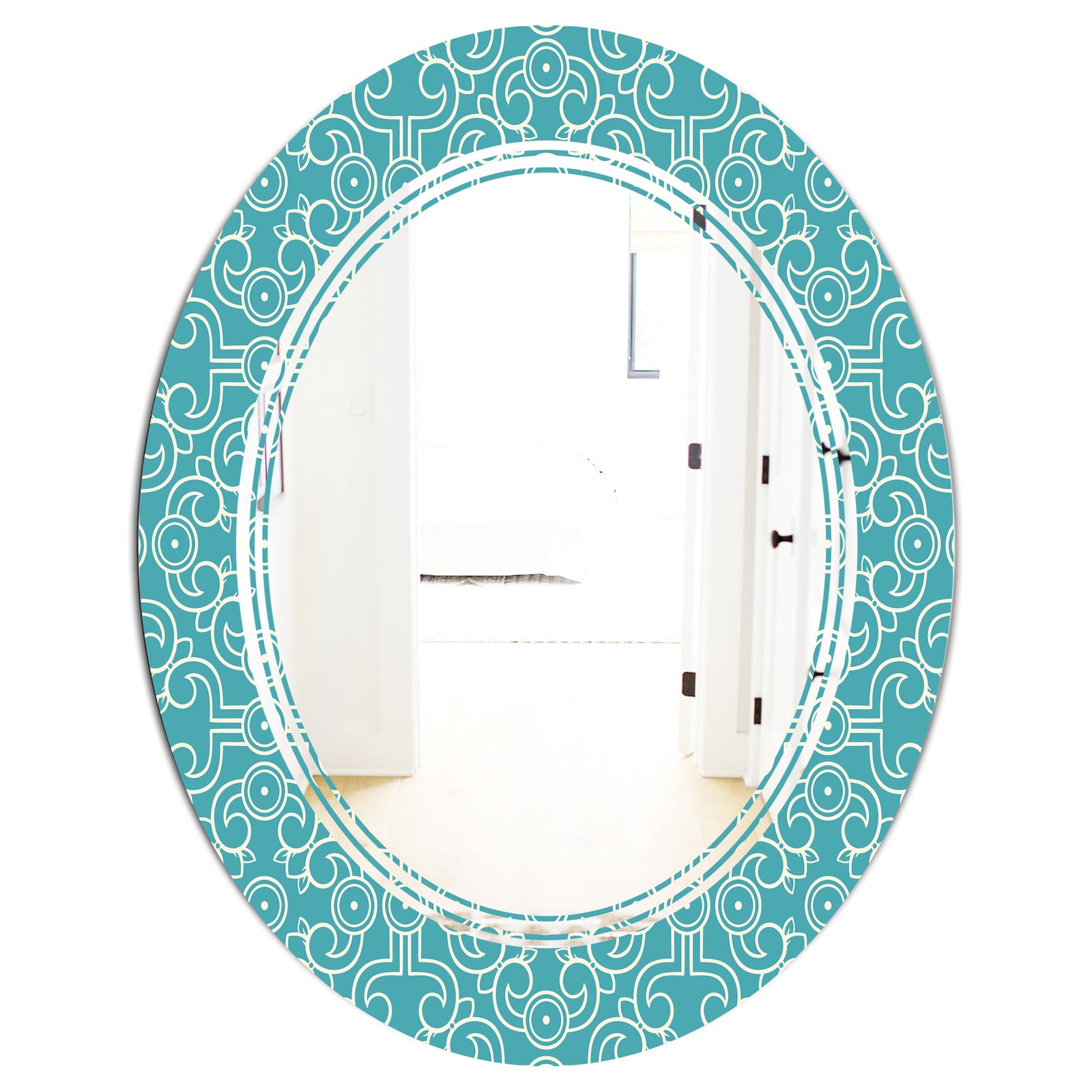 Retro Abstract Pattern Design III - Modern Round or Oval Wall Mirror - Triple C