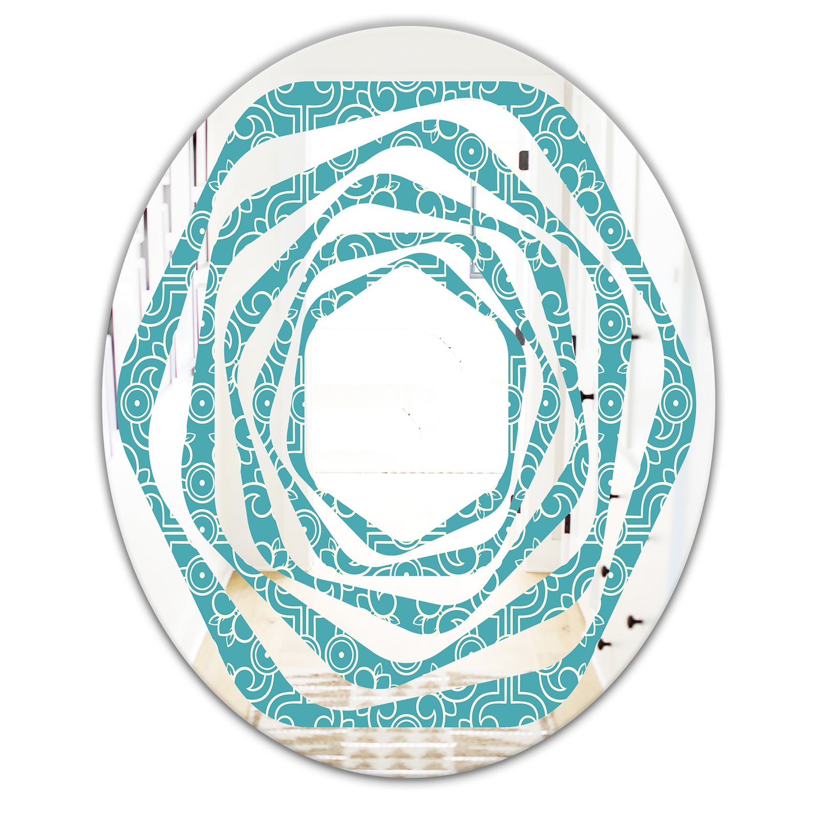 Retro Abstract Pattern Design III - Modern Round or Oval Wall Mirror - Whirl