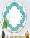 Retro Abstract Pattern Design III - Modern Round or Oval Wall Mirror - Quatrefoil