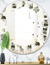Monochrome Geometric Pattern VI - Modern Round or Oval Wall Mirror - Leaves