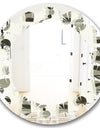 Monochrome Geometric Pattern VI - Modern Round or Oval Wall Mirror - Leaves