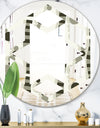 Monochrome Geometric Pattern VI - Modern Round or Oval Wall Mirror - Hexagon Star