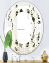 Monochrome Geometric Pattern VI - Modern Round or Oval Wall Mirror - Space