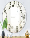 Monochrome Geometric Pattern VI - Modern Round or Oval Wall Mirror - Wave