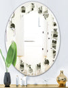 Monochrome Geometric Pattern VI - Modern Round or Oval Wall Mirror - Leaves