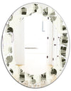 Monochrome Geometric Pattern VI - Modern Round or Oval Wall Mirror - Leaves