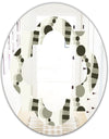 Monochrome Geometric Pattern VI - Modern Round or Oval Wall Mirror - Quatrefoil