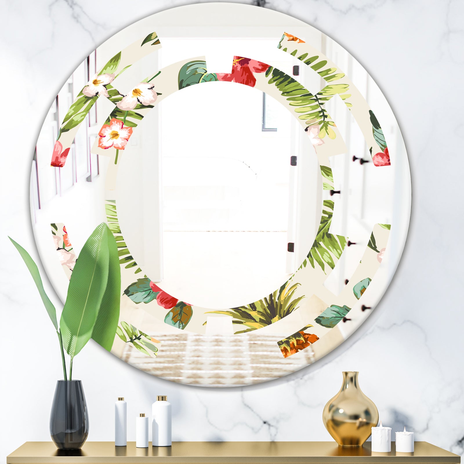 Pineapple Summer Bliss IV - Cottage Round or Oval Wall Mirror - Space
