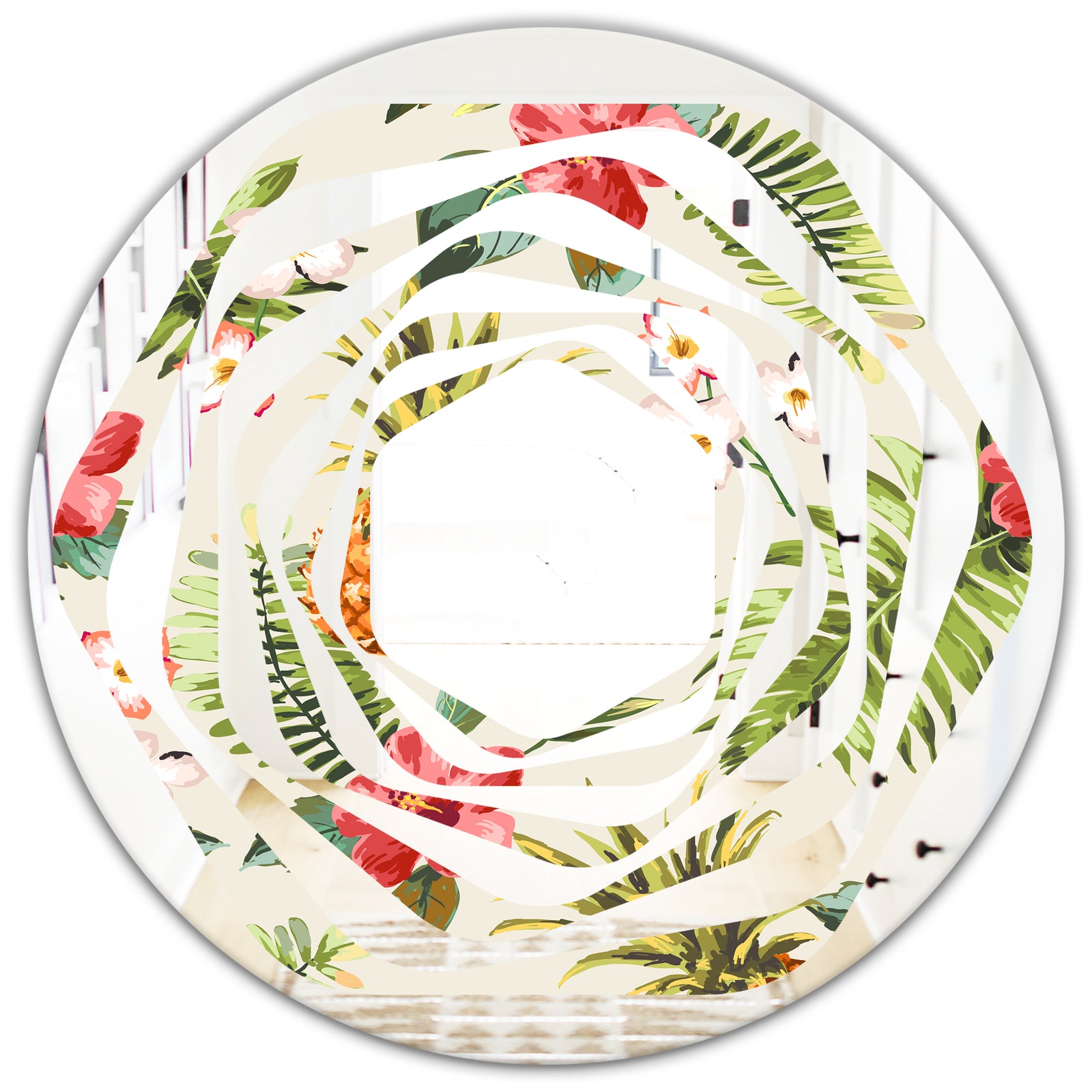 Pineapple Summer Bliss IV - Cottage Round or Oval Wall Mirror - Whirl