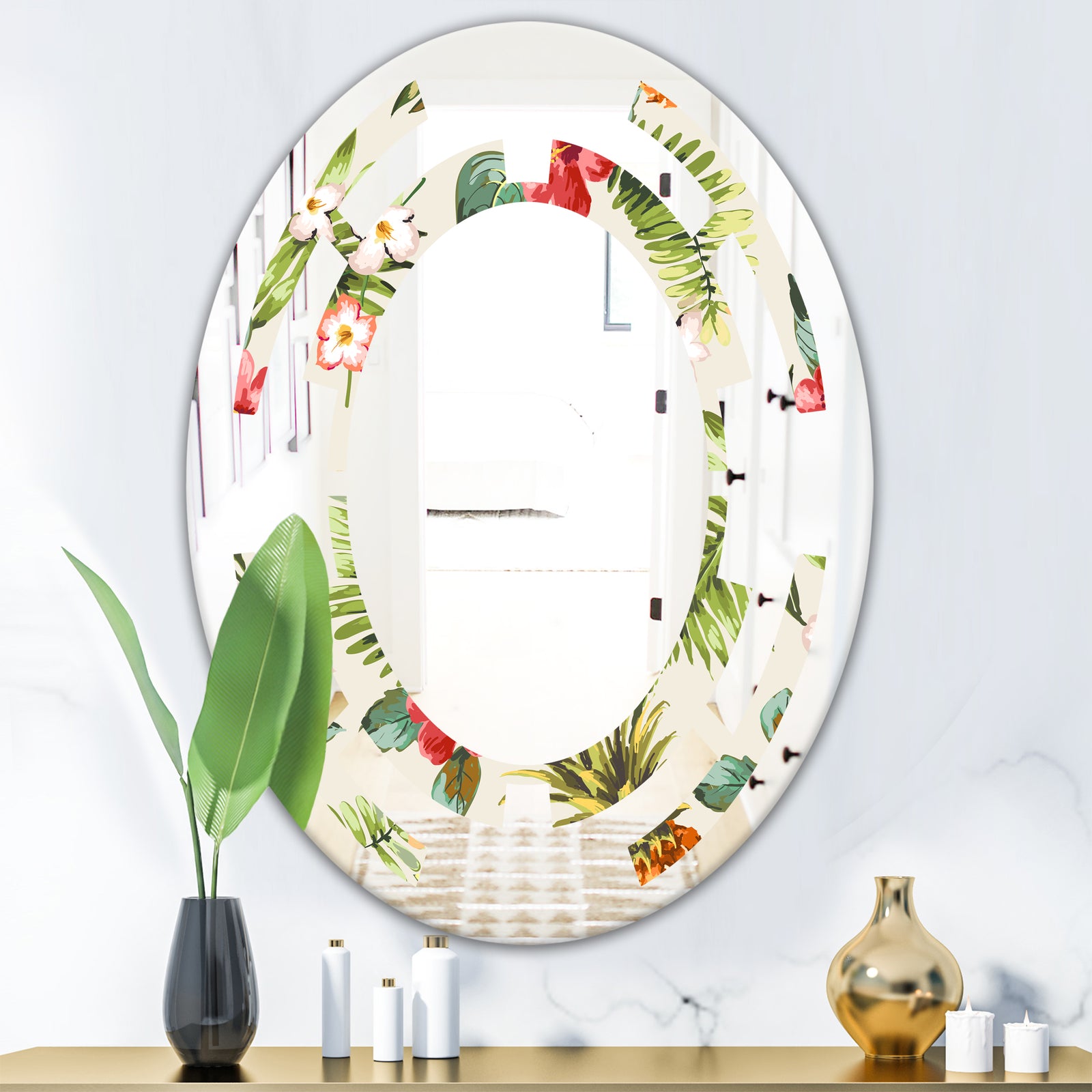 Pineapple Summer Bliss IV - Cottage Round or Oval Wall Mirror - Space