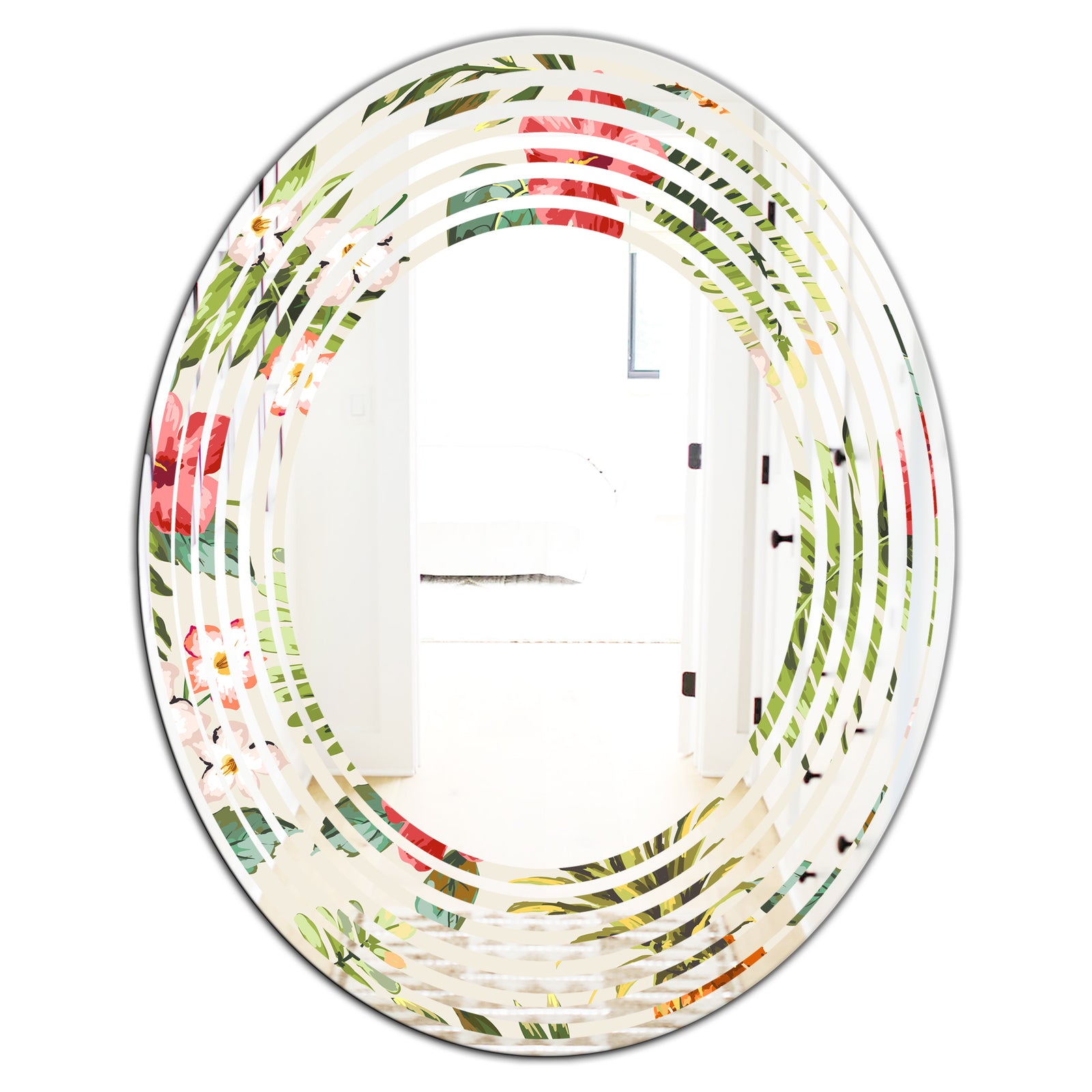 Pineapple Summer Bliss IV - Cottage Round or Oval Wall Mirror - Wave