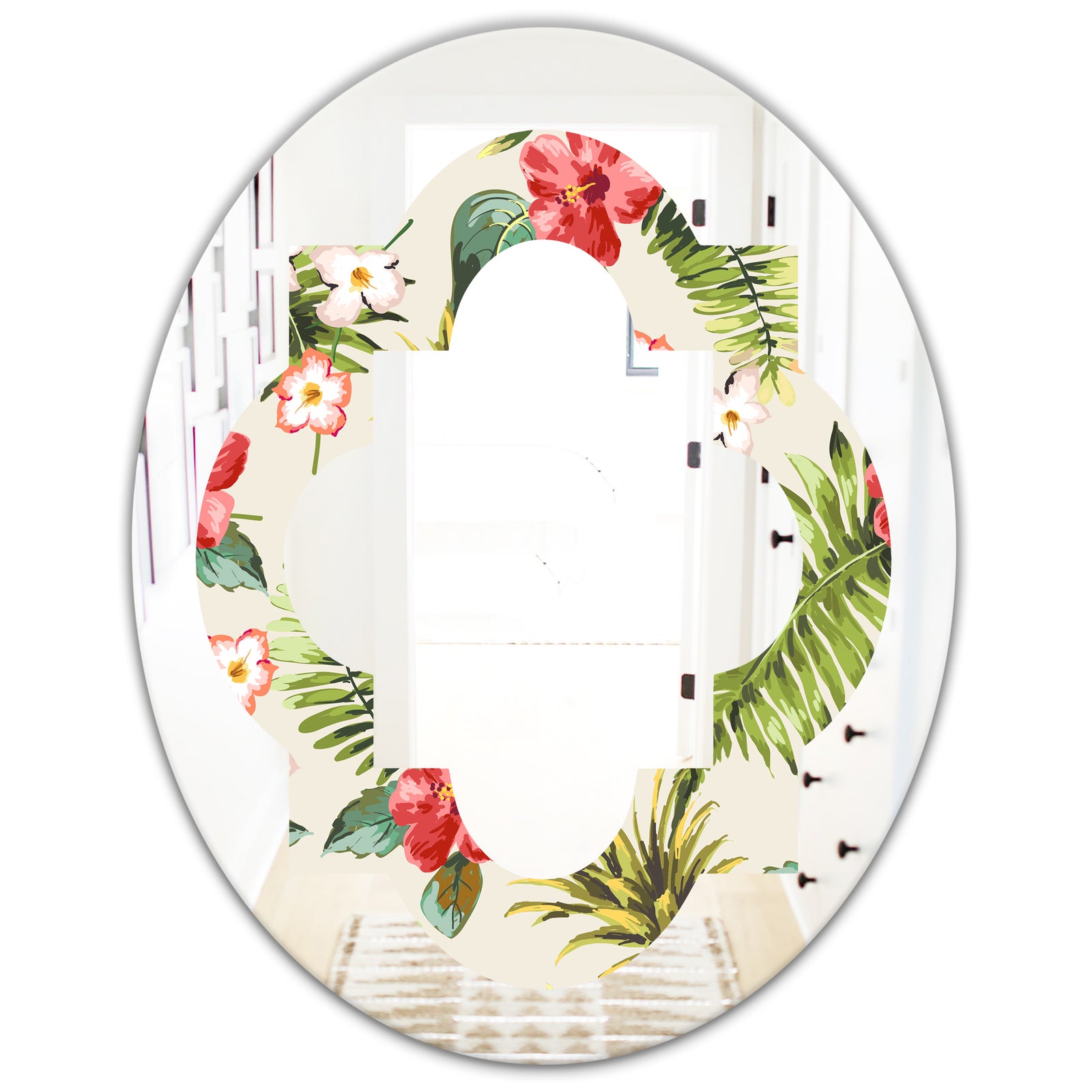 Pineapple Summer Bliss IV - Cottage Round or Oval Wall Mirror - Quatrefoil