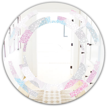 Circular Abstract Retro Geometric III - Modern Round or Oval Wall Mirror - Space