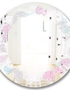 Circular Abstract Retro Geometric III - Modern Round or Oval Wall Mirror - Leaves