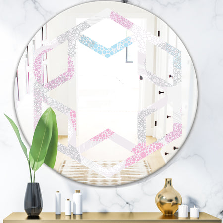 Circular Abstract Retro Geometric III - Modern Round or Oval Wall Mirror - Hexagon Star