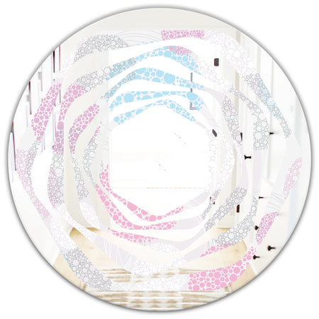 Circular Abstract Retro Geometric III - Modern Round or Oval Wall Mirror - Whirl