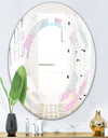 Circular Abstract Retro Geometric III - Modern Round or Oval Wall Mirror - Space